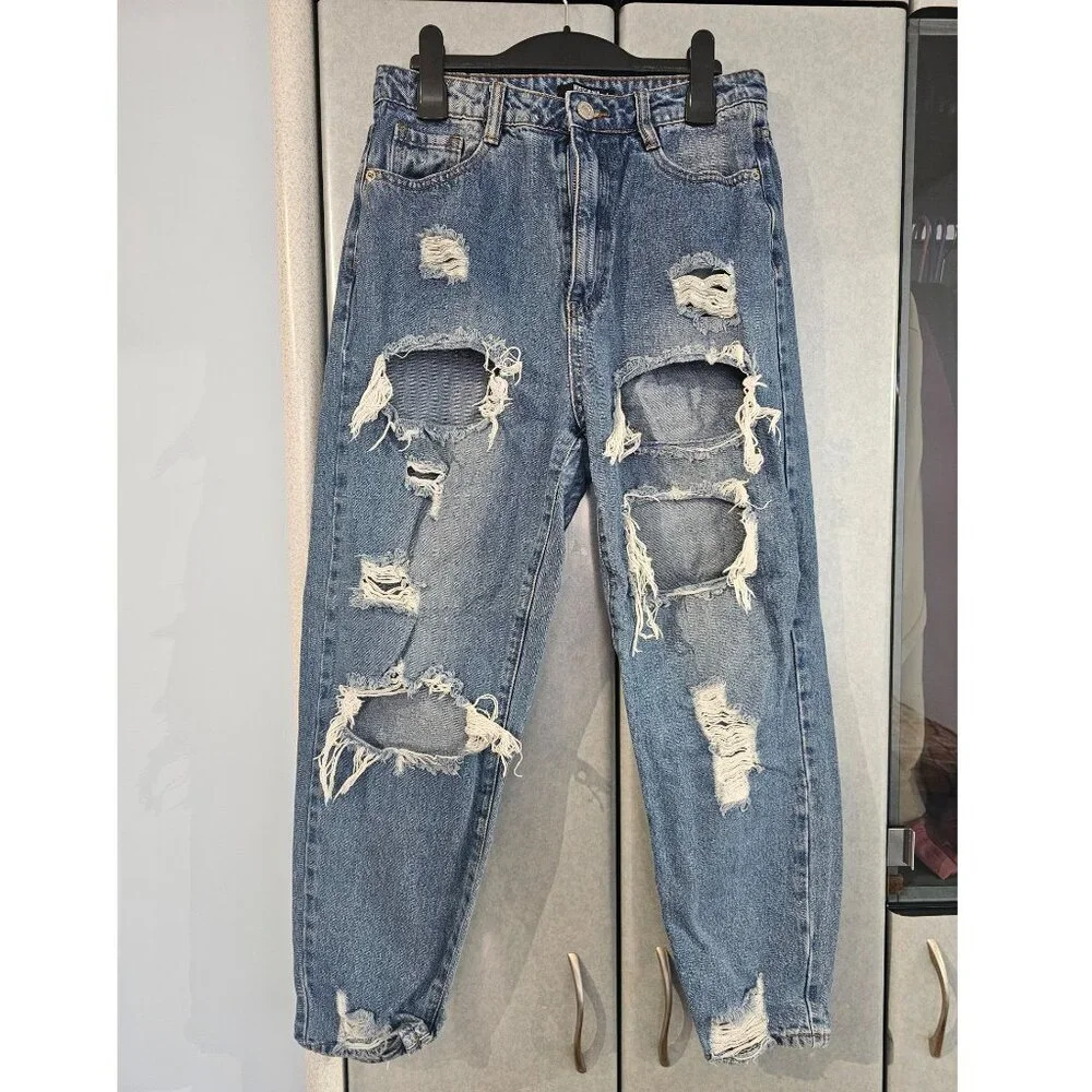 Women's Distressed Mom Jeans, Missguided Petite Riot, Size 6