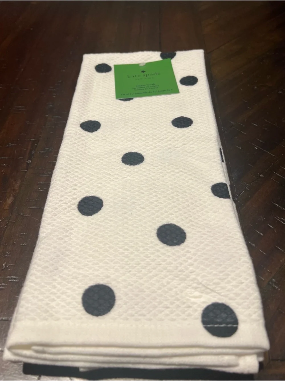 Kate Spade New York Polka Dots White & Black Kitchen Towels Set of 2