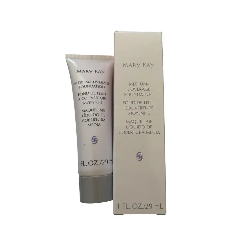 Mary Kay Medium Coverage Foundation Ivory 104 Wide Gray Lid new in box