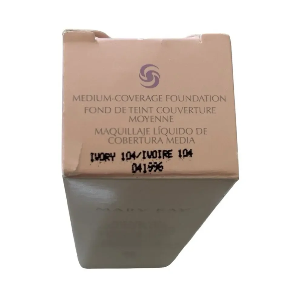 Mary Kay Medium Coverage Foundation Ivory 104 Wide Gray Lid new in box
