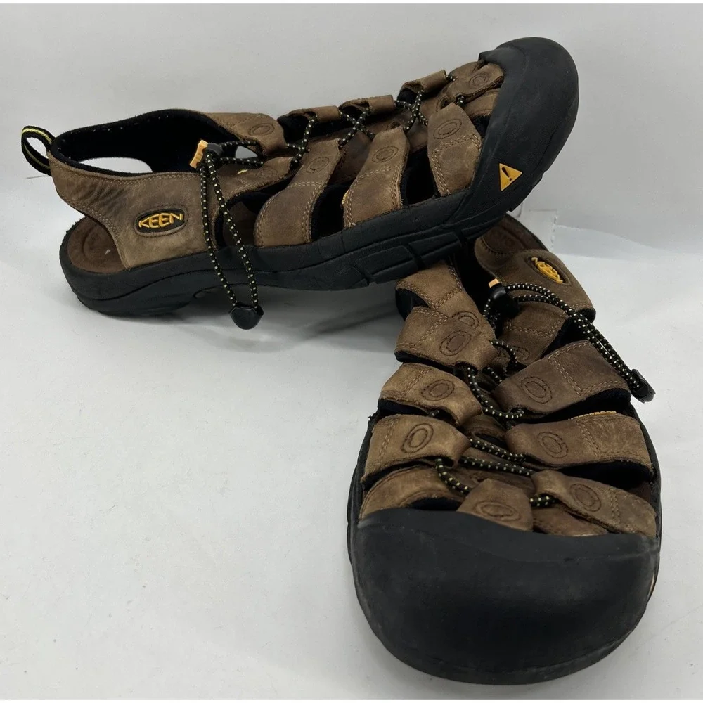 Keen Newport H2 Leather Sandals Closed Toe Bison Brown Men's Size 14