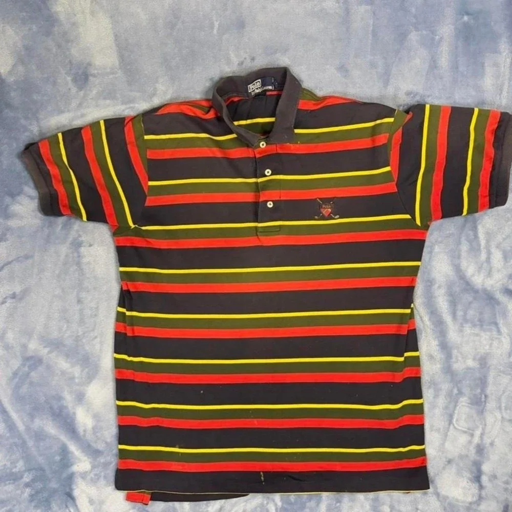 Vintage Rasta polo shirt with embroidered logo men size‎ L