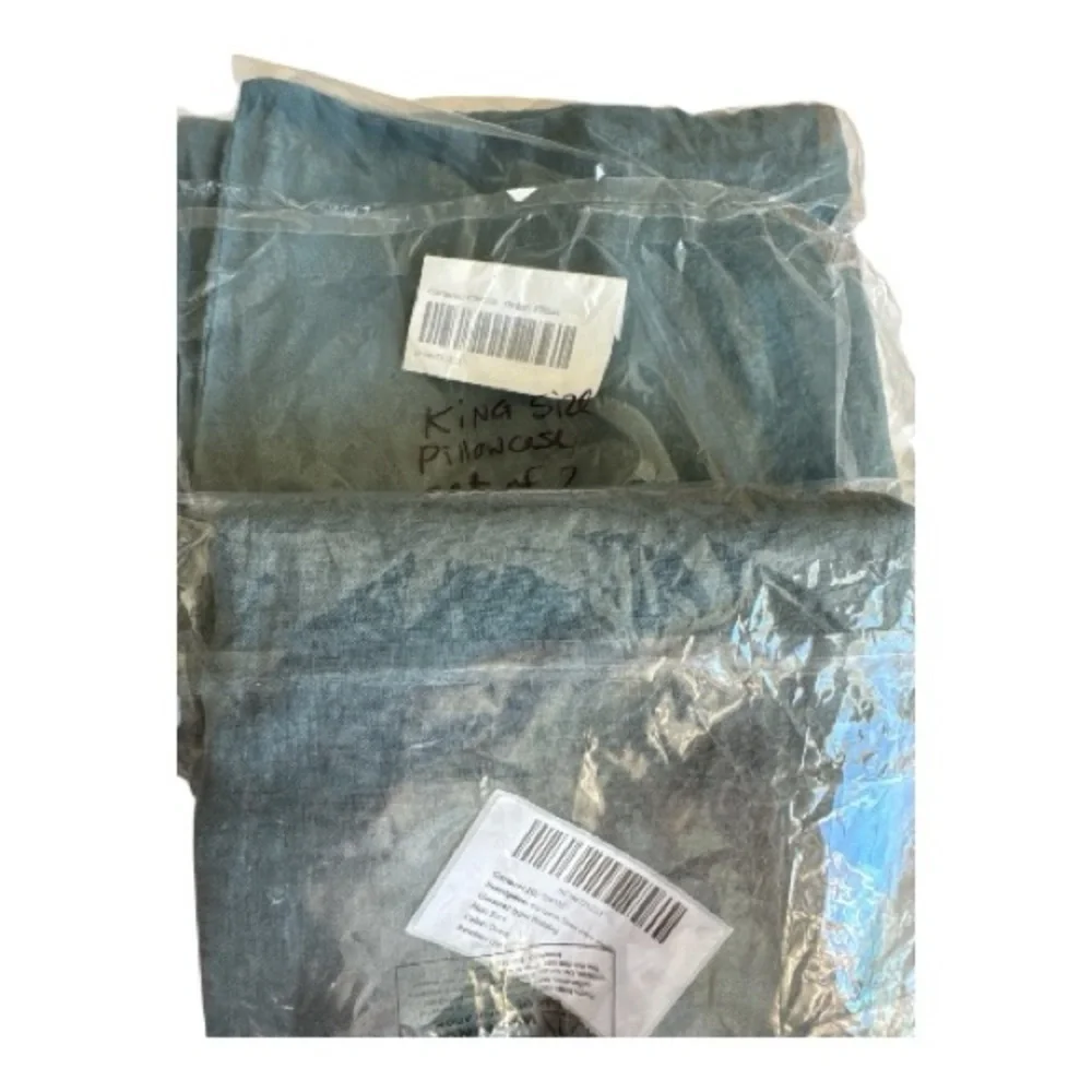 Quince European Linen Euro Sham - Ocean 26x26 and 2 King Pillowcases NWT