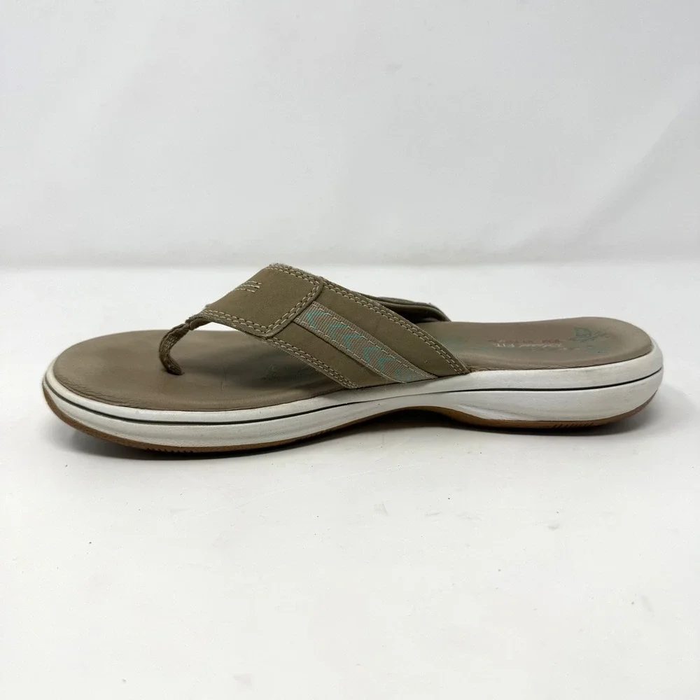 Skechers Bayshore Flip Flop Relaxed Fit Memory Foam Taupe Thong Sandals Women 10