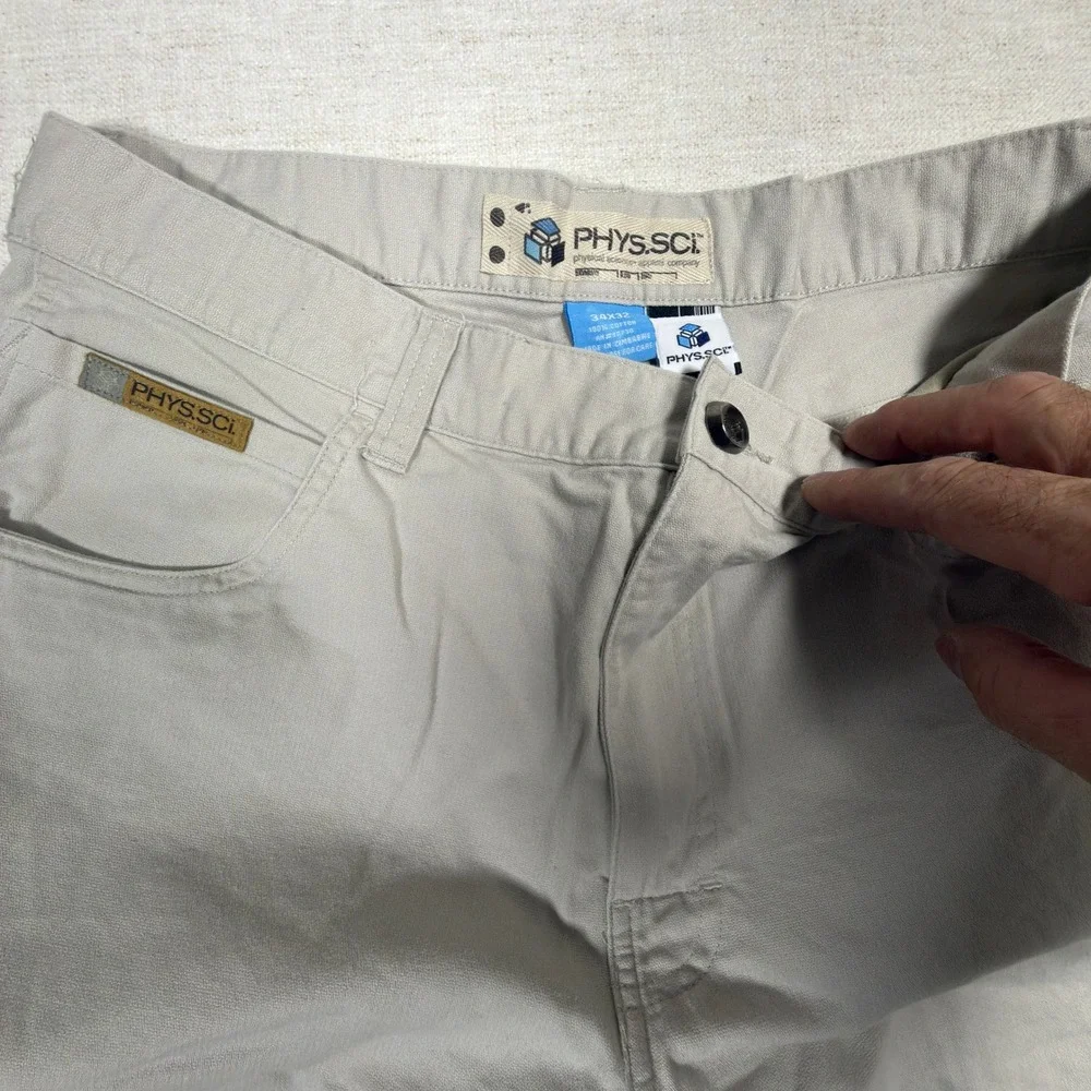 Phys.Sci Carpenter Pants 34x32 Mens Canvas Utility Stone White