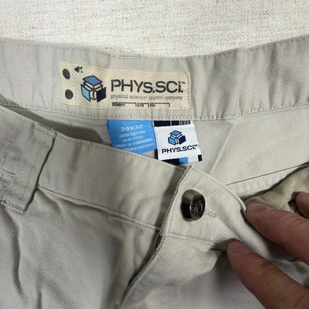 Phys.Sci Carpenter Pants 34x32 Mens Canvas Utility Stone White