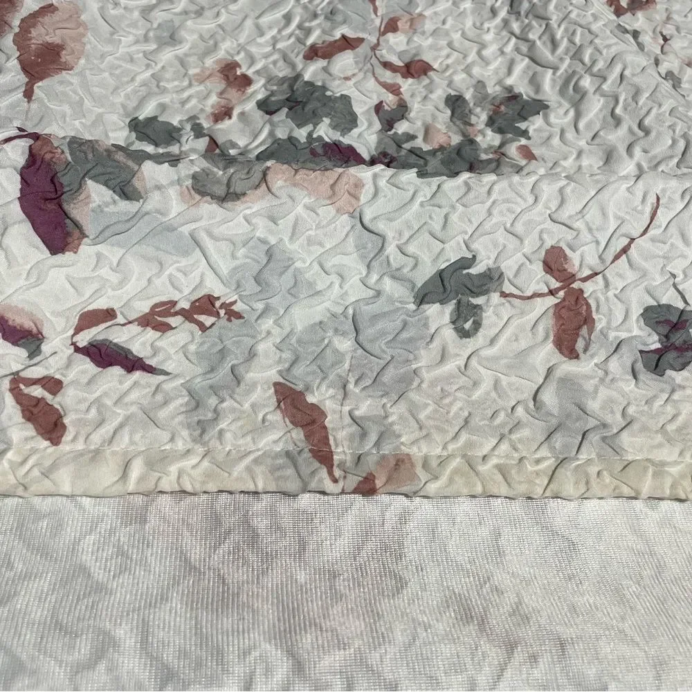 DKNY “Jasper” White Textured Fabric Shower Curtain w/Multicolor Floral Designs