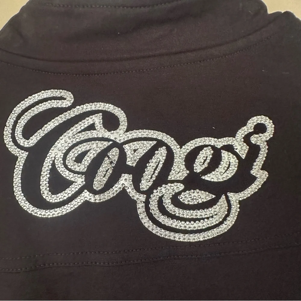Coogi Black Sparkle Bomber Jacket Girls XL Spell Out Bling Embellished Military