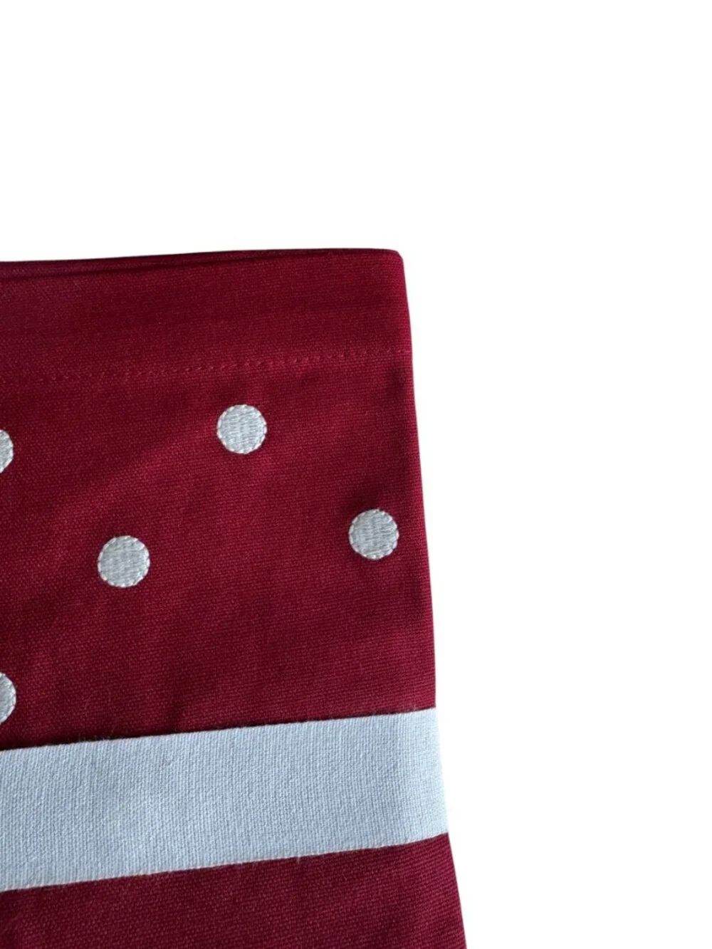 Pottery Barn Polka Dot Embroidered New Set Of Four Red White