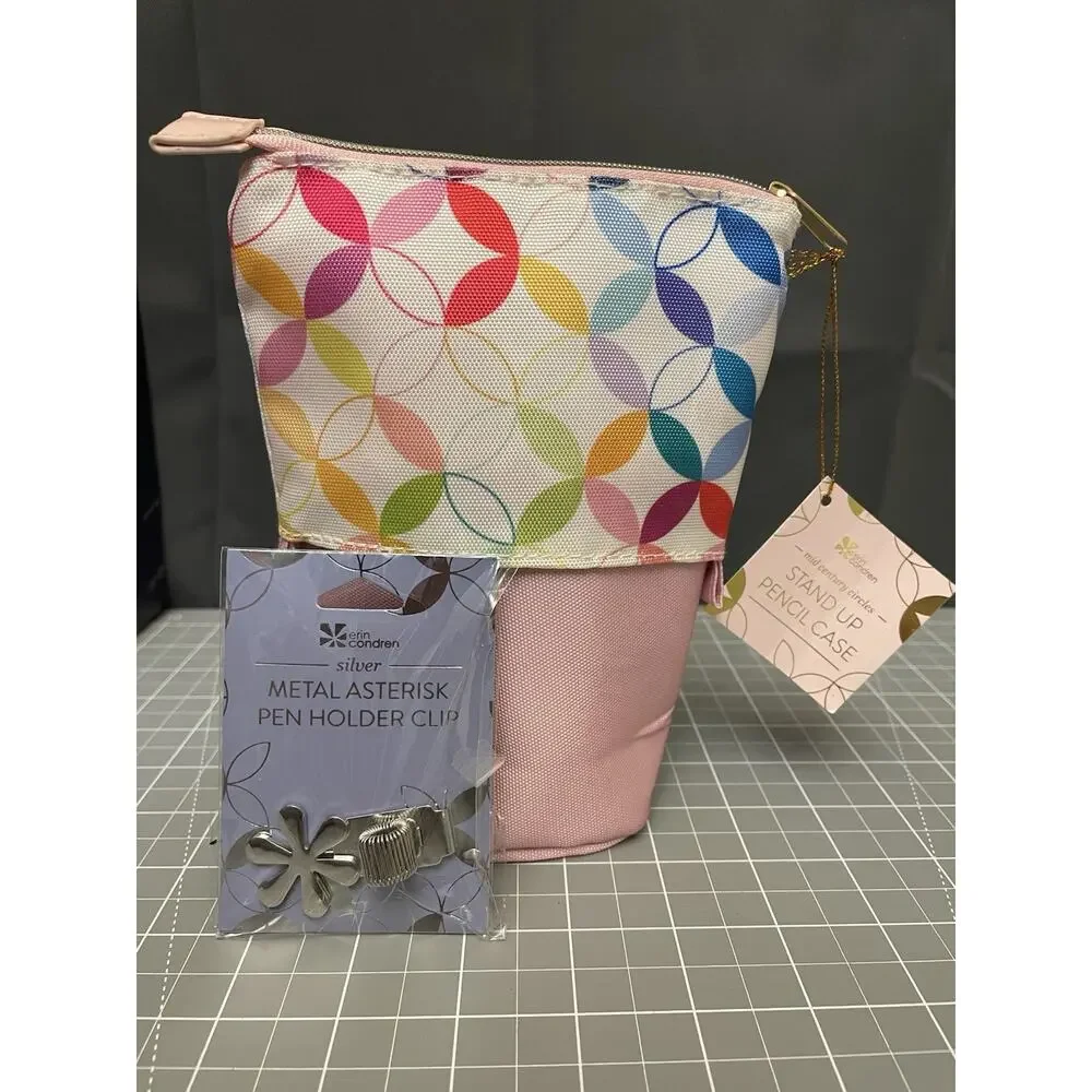 Erin Condren Stand Up Pencil Pen Case And Metal Asterisk Holder Clip