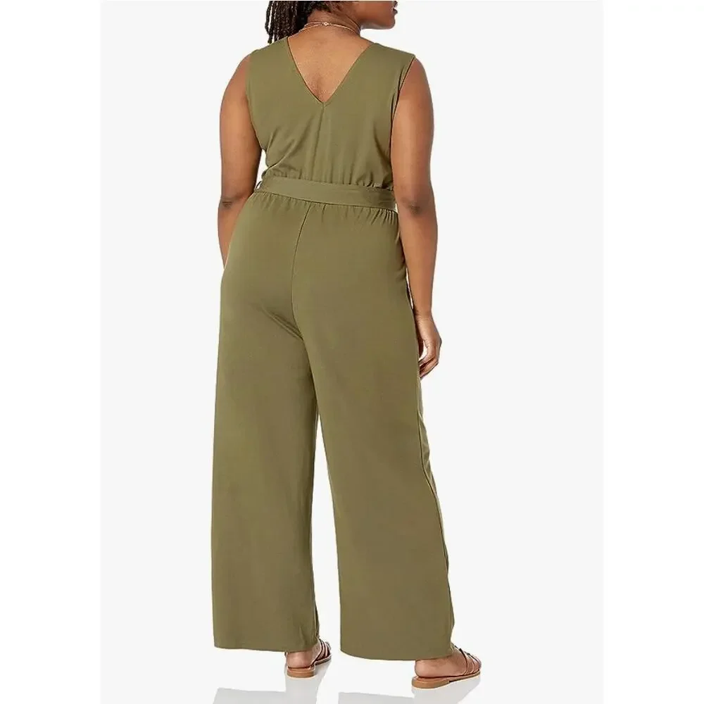 THE DROP BY CARLYN MIRAND NWT Green Wrap Jumpsuit in Olive Green // L