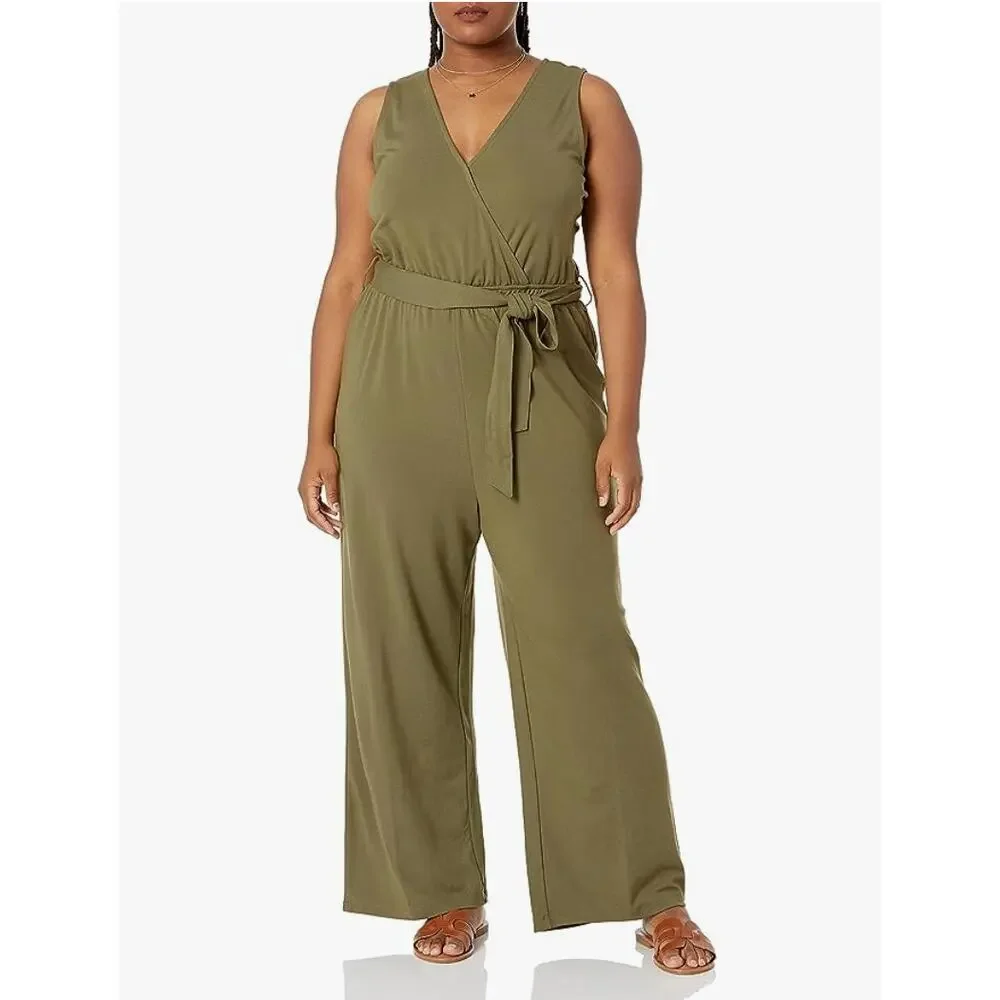 THE DROP BY CARLYN MIRAND NWT Green Wrap Jumpsuit in Olive Green // L