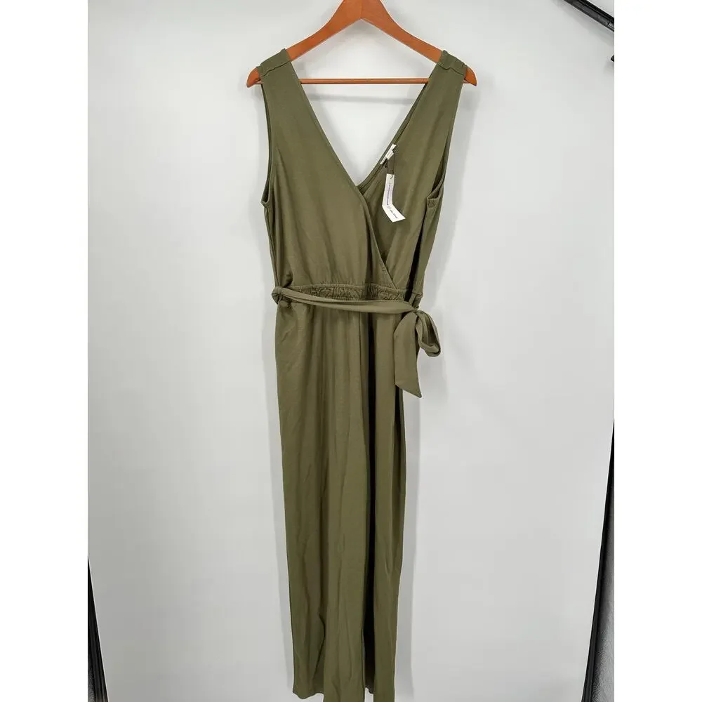 THE DROP BY CARLYN MIRAND NWT Green Wrap Jumpsuit in Olive Green // L
