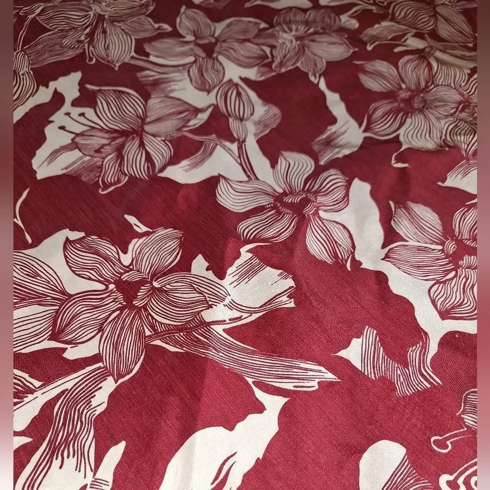 Kate Hill 14P A-Line Skirt - Wine, White Floral Silk