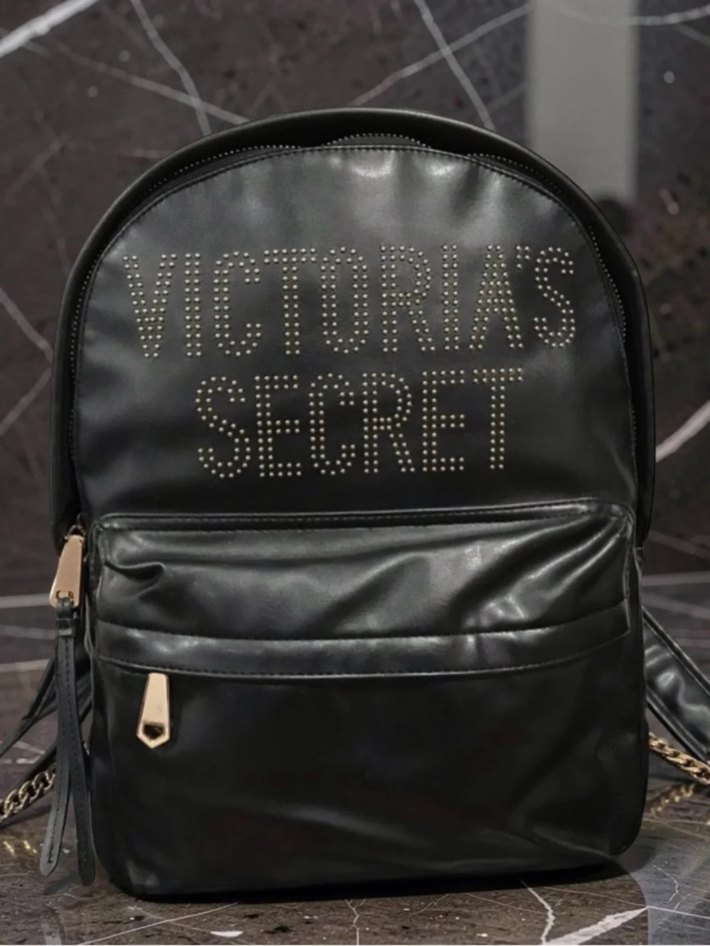Victoria's Secret Studded Backpack with Chain Accent ✨🤩🖤