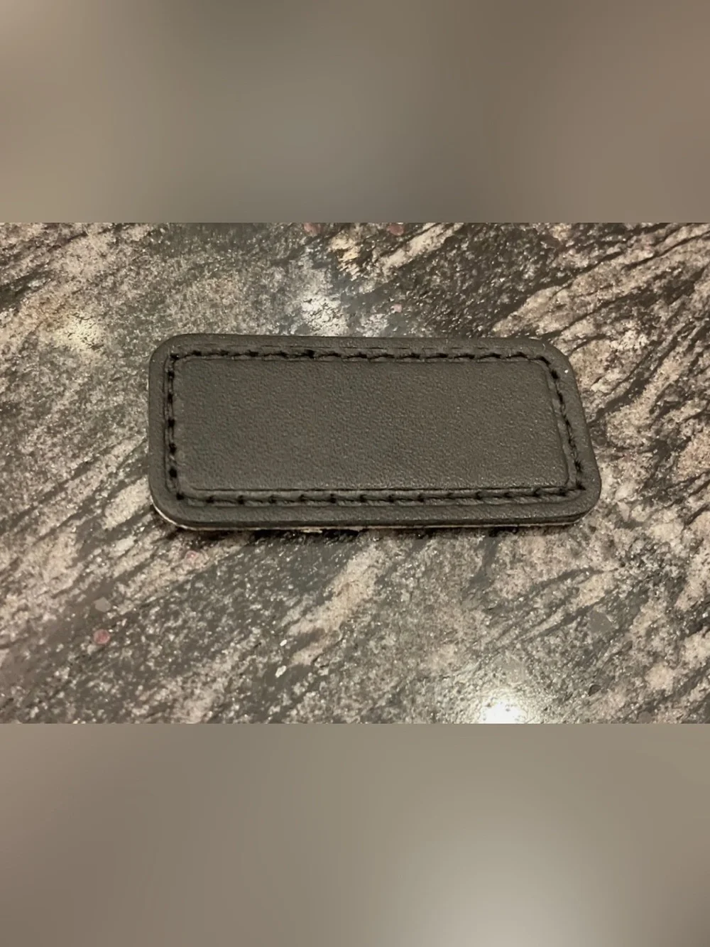 NEW Tumi Extra Small 2.0” x 15/16” Leather Monogram Patch - SOLID BLACK