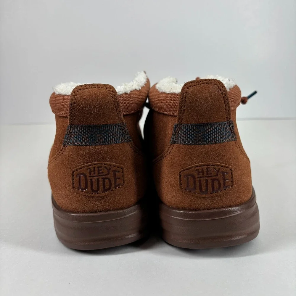 HEYDUDE Wally Mid GripR Warmth Men's‎ 13 Brown Suede Faux-Shearling Chukka Boots