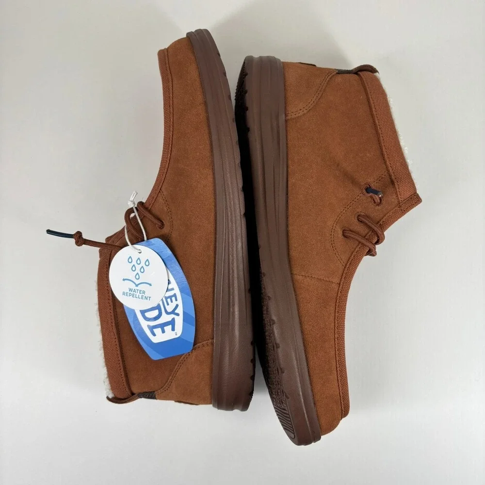 HEYDUDE Wally Mid GripR Warmth Men's‎ 13 Brown Suede Faux-Shearling Chukka Boots