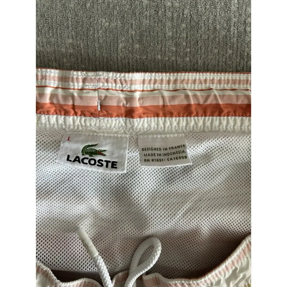Lacoste Men’s Strip Swim Trunks Shorts Board L Made In France Sailing Club