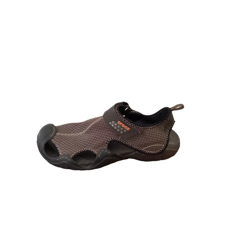 CROCS 15041 Men’s Sz 9 Brown SwiftWater Mesh Fisherman Deck Sandals Water Shoes