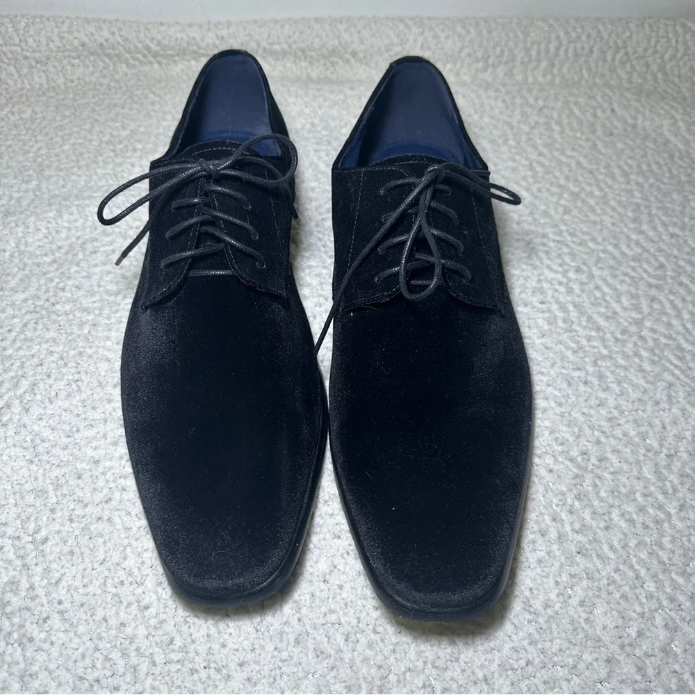 Steve Madden Classic Men’s Markus Black Velvet Oxford Shoes Size 12 Festive