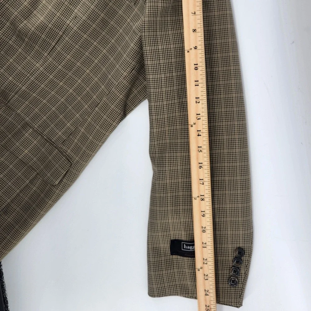 NWT Haggar Multitasker Blazer Mens 50R Brown Micro Check Sport Coat