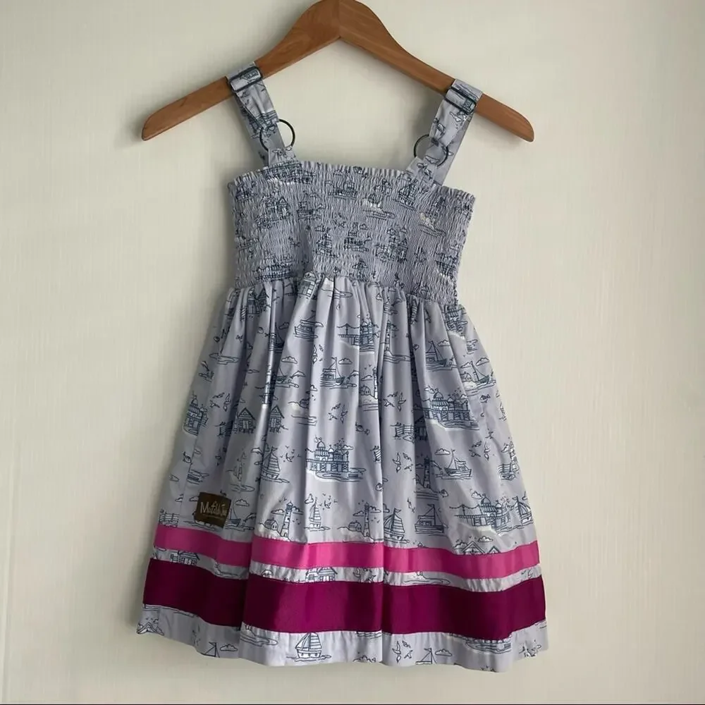 Matilda Jane Boardwalk Dress It’s a Wonderful Parade sz 6 nautical sailboat
