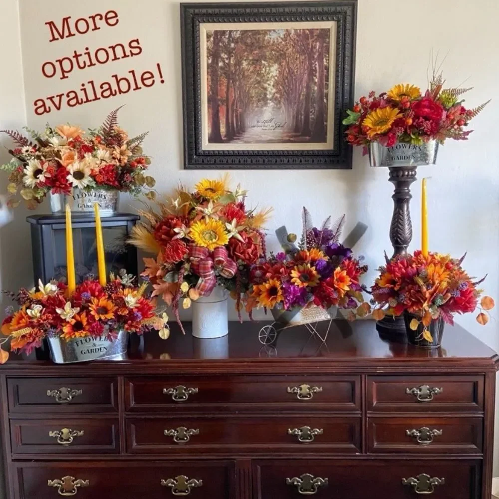 Faux Floral Bouquet With Orange Roses/Sunflowers