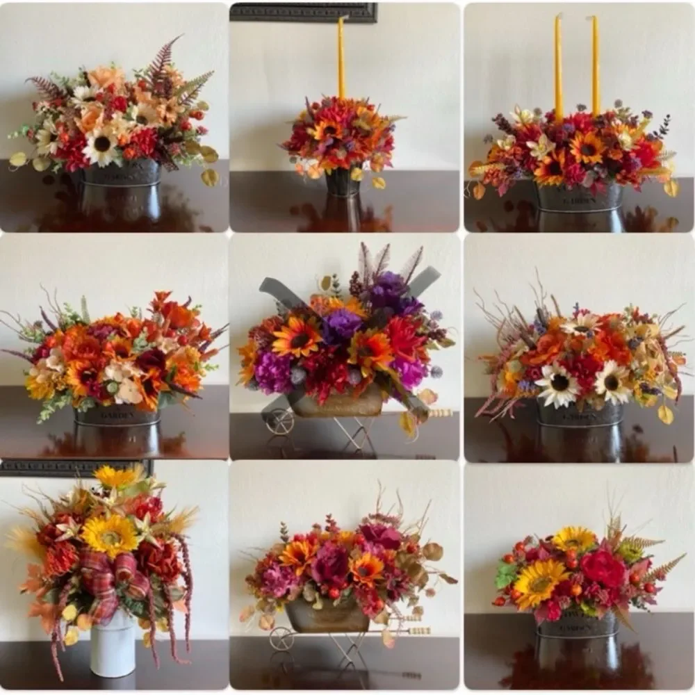 Faux Floral Bouquet With Orange Roses/Sunflowers