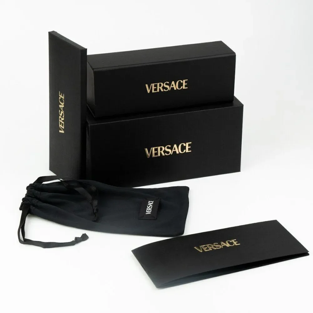 NEW Versace VE4482 544987 Yellow Fluo Dark Grey Rectangular Unisex Sunglasses