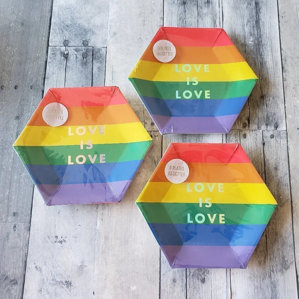 NWT - Meri Meri Love is Love Rainbow Paper Plates (set of 24)
