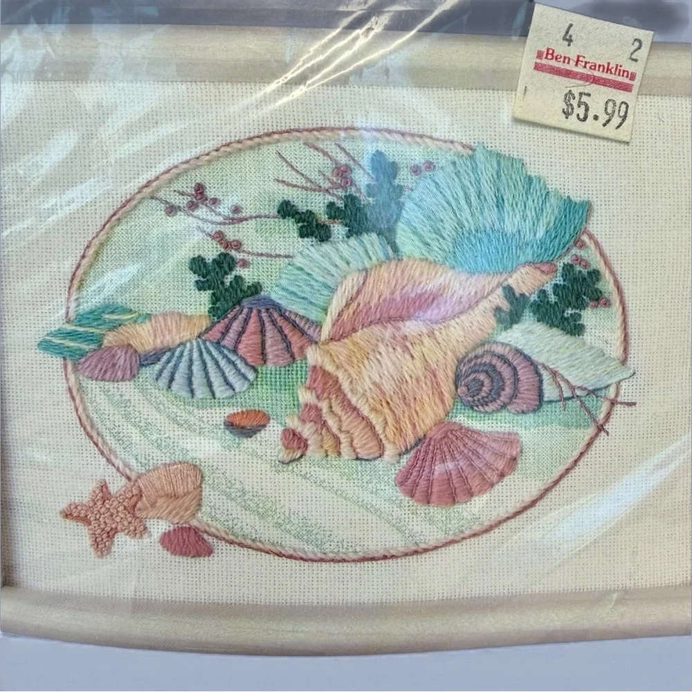 Dimensions Pastel Shells Crewel Embroidery Kit‎ #6165 NOS 1990 Sealed