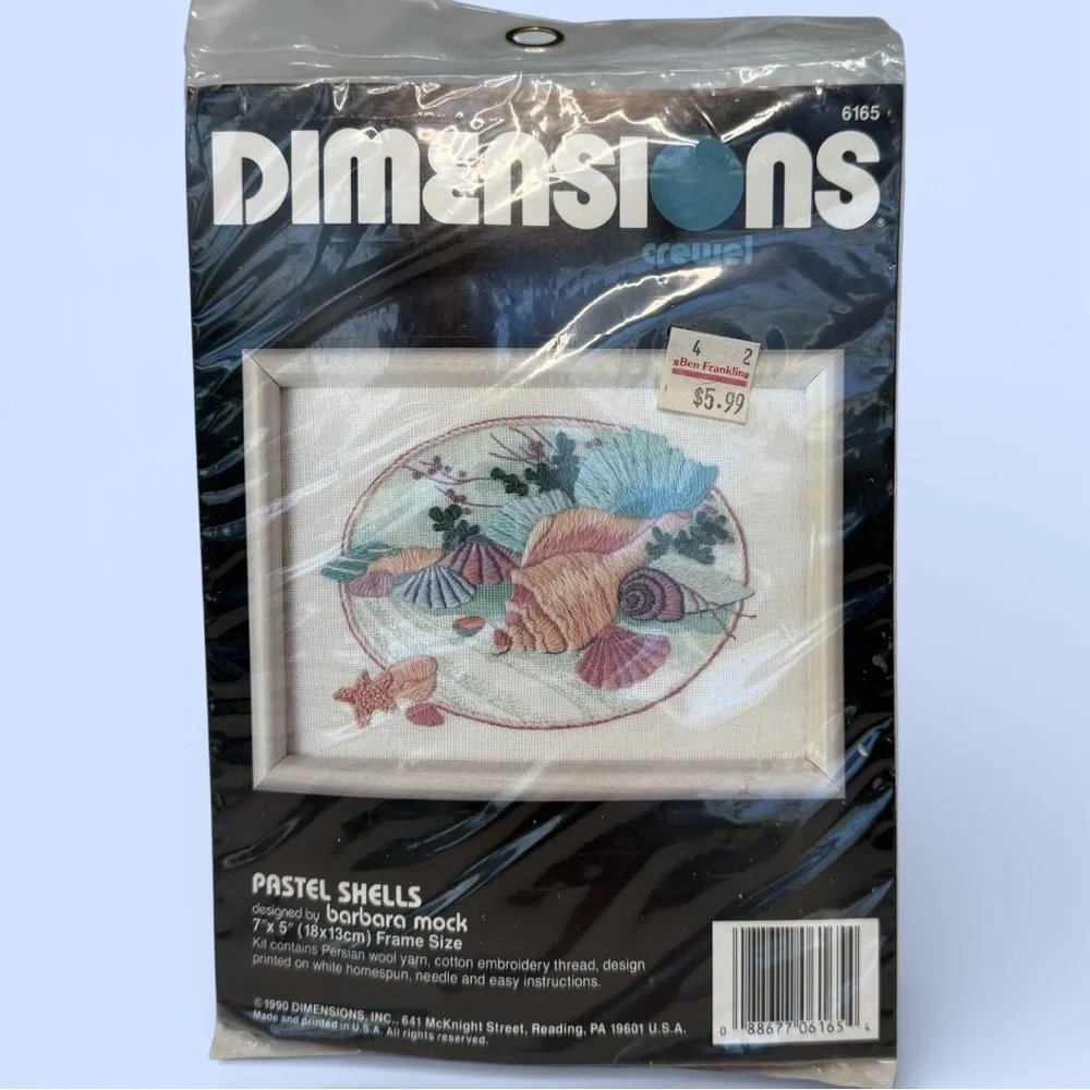 Dimensions Pastel Shells Crewel Embroidery Kit‎ #6165 NOS 1990 Sealed