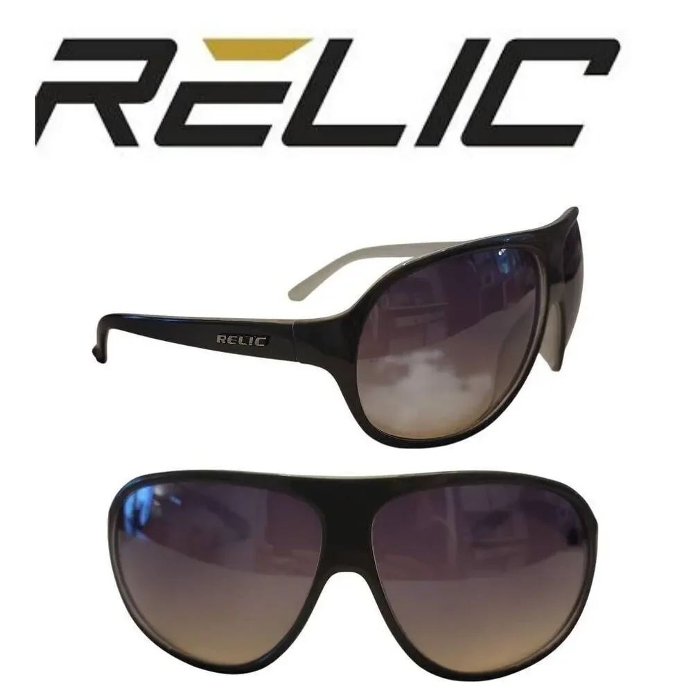 Relic Dark Gray Frame Gradient Black Lens Sunglasses w NEW Soft Leather Case