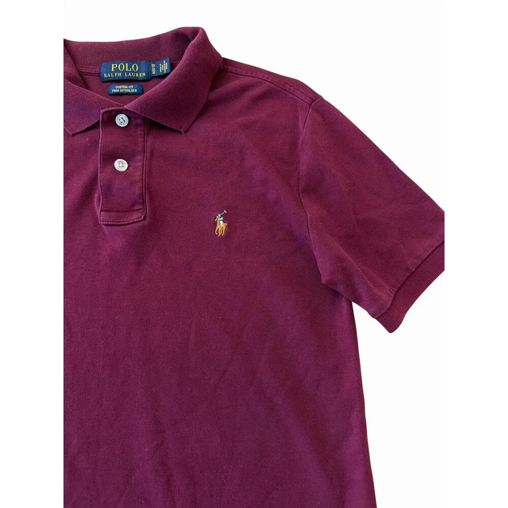 Polo Ralph Lauren Boy’s M 10-12 Burgundy Custom‎ Fit Pima Cotton Shirt Logo