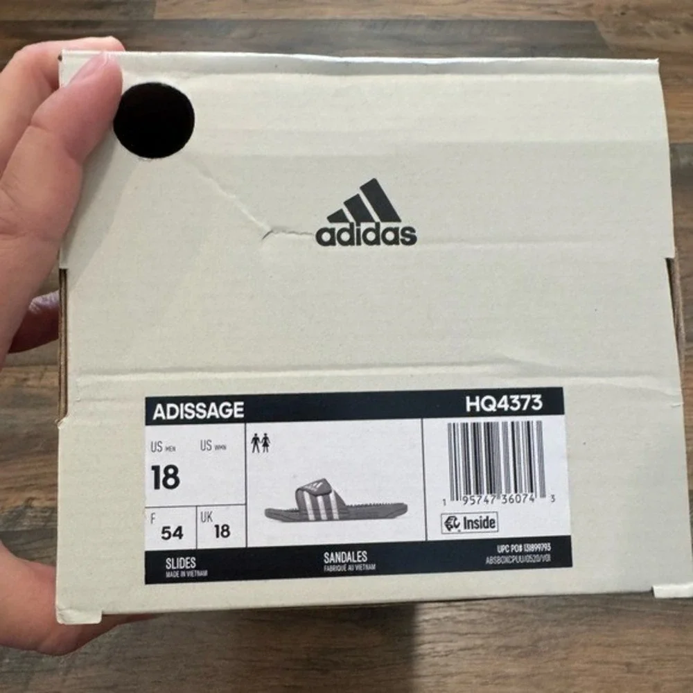 NEW Adidas Adissage‎ Stripe Gray Slip-On Sandals Rubber Slides Mens Size 18