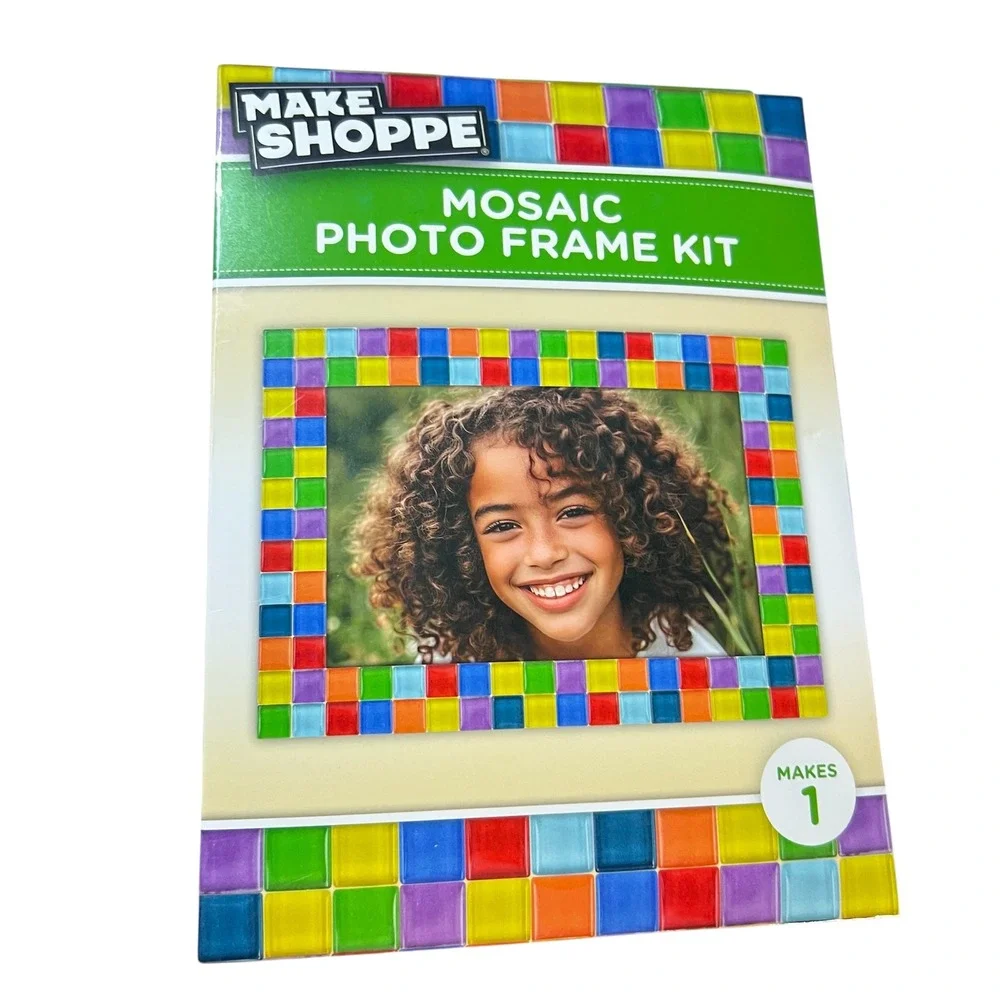 Make Shoppe Mosaic Photo Frame Kit‎ DIY Wood Glass Tile Rainbow Craft Set NEW