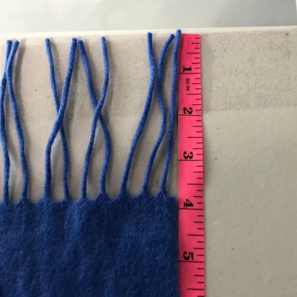 Club Room Mens 100% Cashmere Fringe Scarf‎ Solid Blue Classic Luxury Lightweight