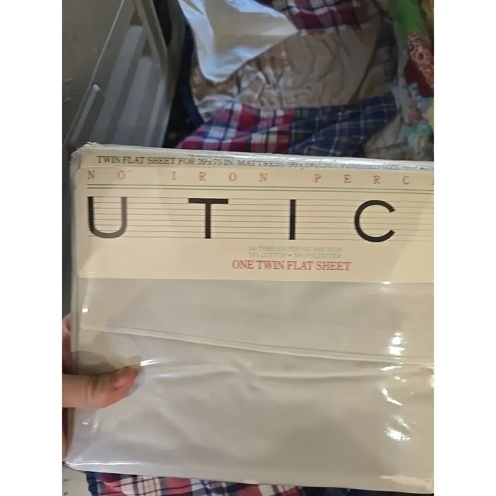 NEW Vintage UTICA Pipeline No-Iron‎ Percale One Twin Flat Sheet Set 39