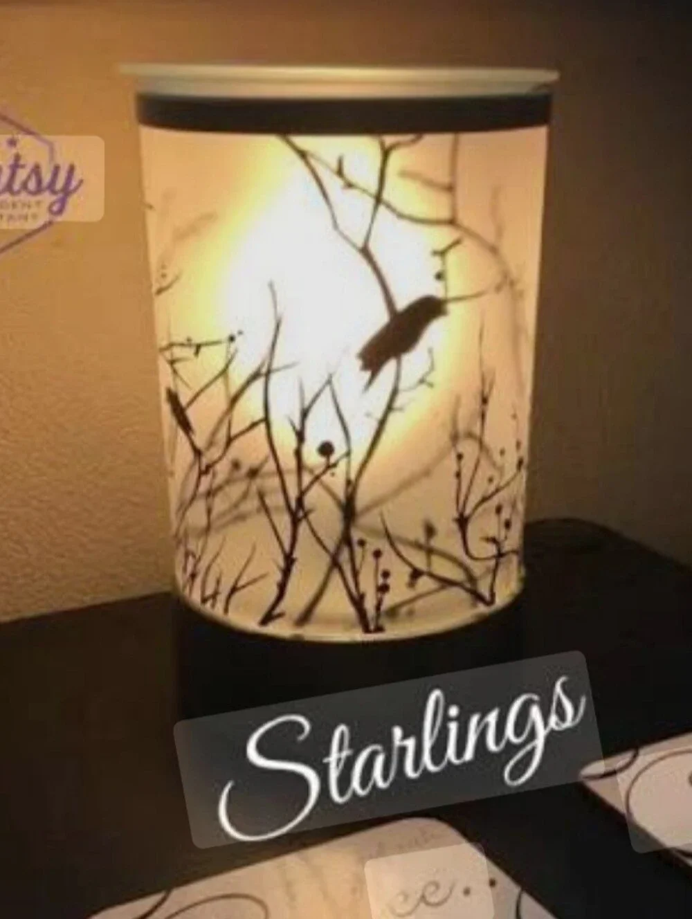Scentsy White and Black Starlings Lantern Warmer