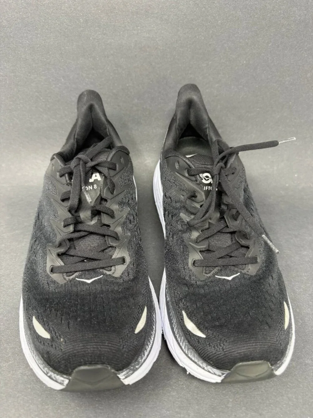 Hoka One One Clifton 8 Black White Athletic Running Shoes 1119393 Mens 11 D