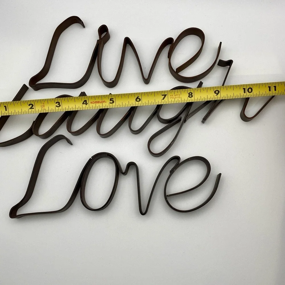 Live Love‎ Laugh Brown Metal Wall Hanging Weathered Rustic