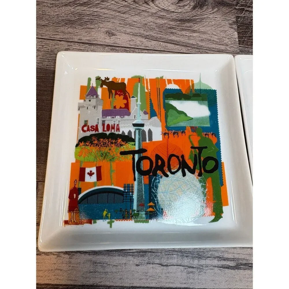 Crate And Barrel Toronto Square Plates Set 2 Casa Loma CN Tower