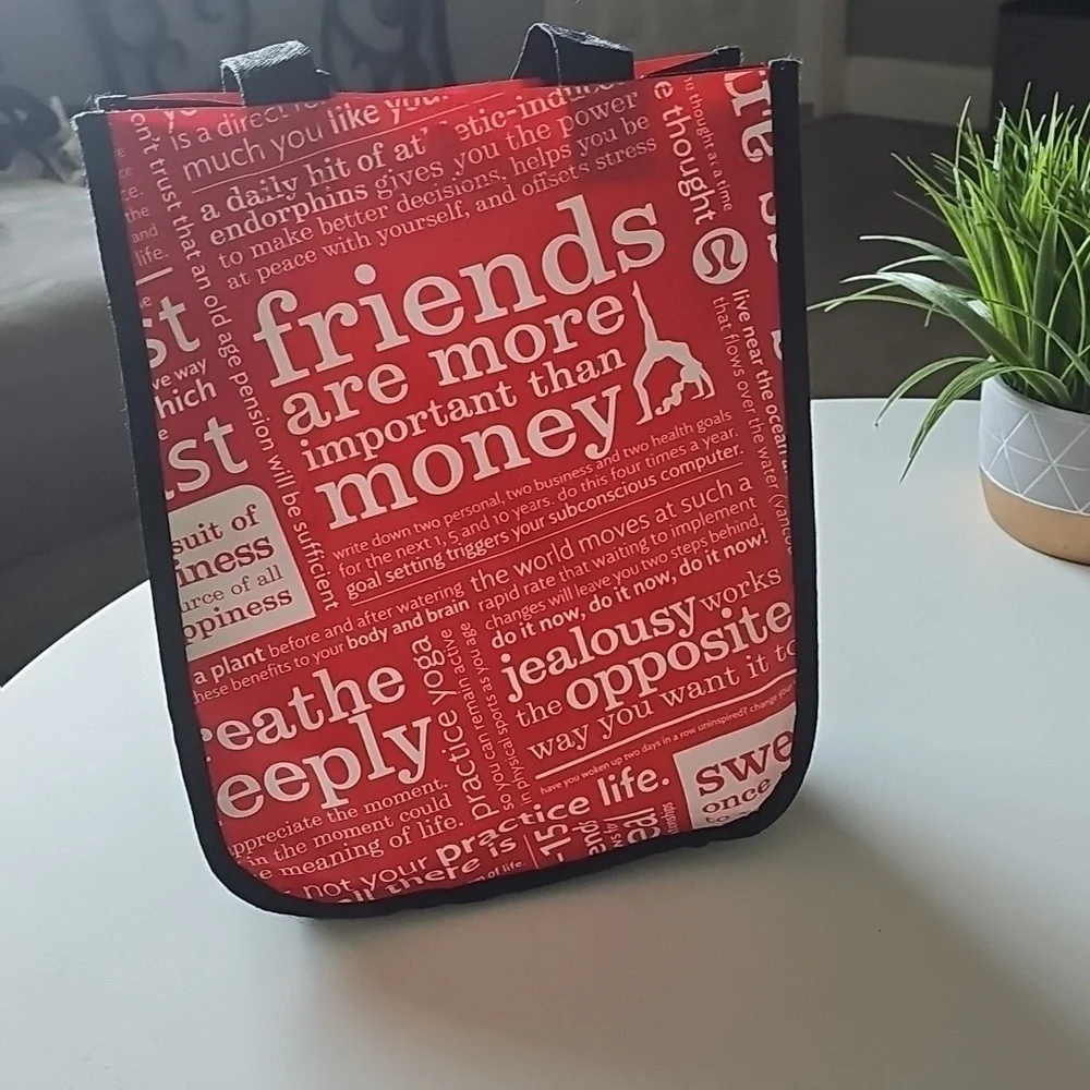 Lululemon Red and Black Tote Bag with Inspirational Text