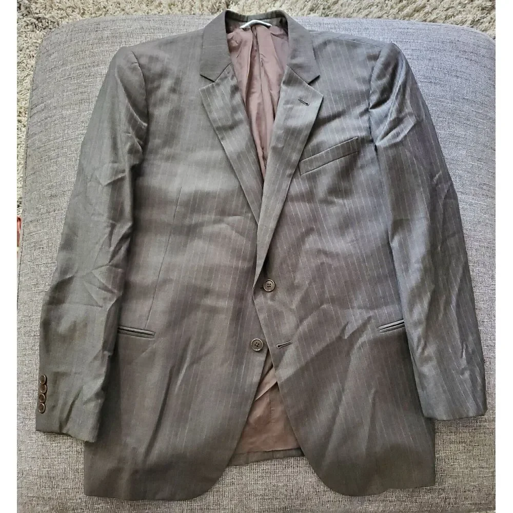 Armani Collezioni Men's Brown‎ Pinstripes SportCoat Blazer Size 46 Regular
