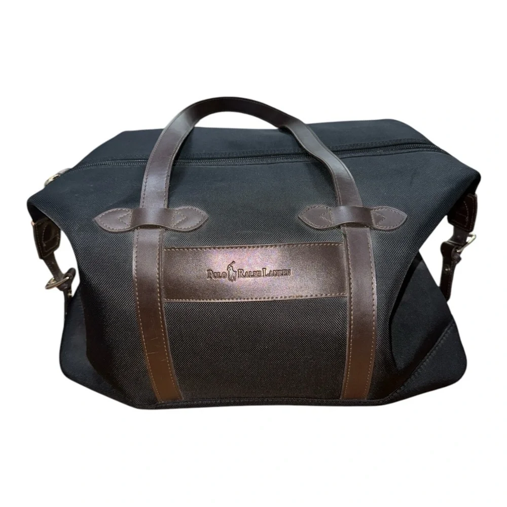 Ralph Lauren Black Duffel Bag with Leather Handles