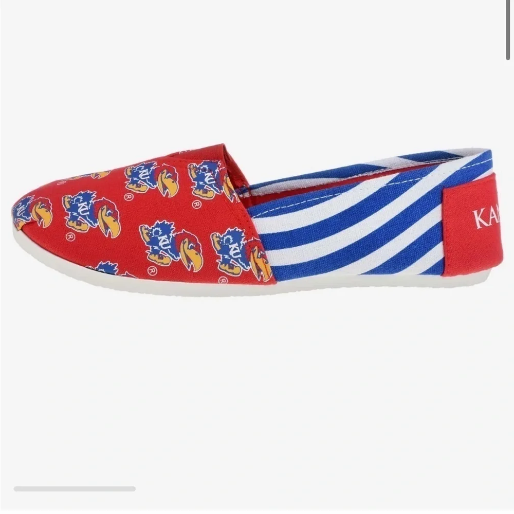 FOCO Kansas Jayhawks Womens Stripe Canvas Shoe size small US 7