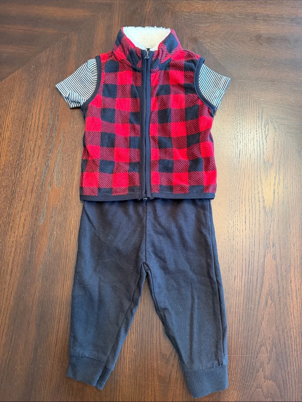 Carter’s Baby Boy Buffalo Plaid 3 Piece Outfit Set 9M