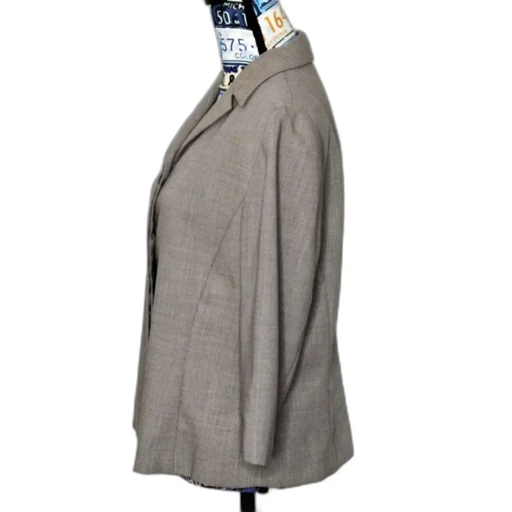 Vintage BROOKS BROTHERS 100% Wool Blazer Shirt Jacket Button Closure Taupe Sz 12