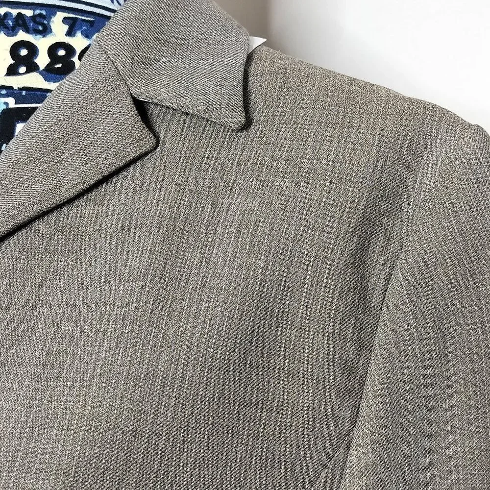 Vintage BROOKS BROTHERS 100% Wool Blazer Shirt Jacket Button Closure Taupe Sz 12